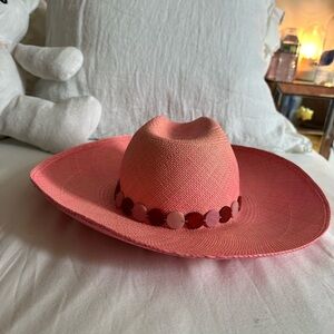 Artesano Wide Brim Pink Straw Hat